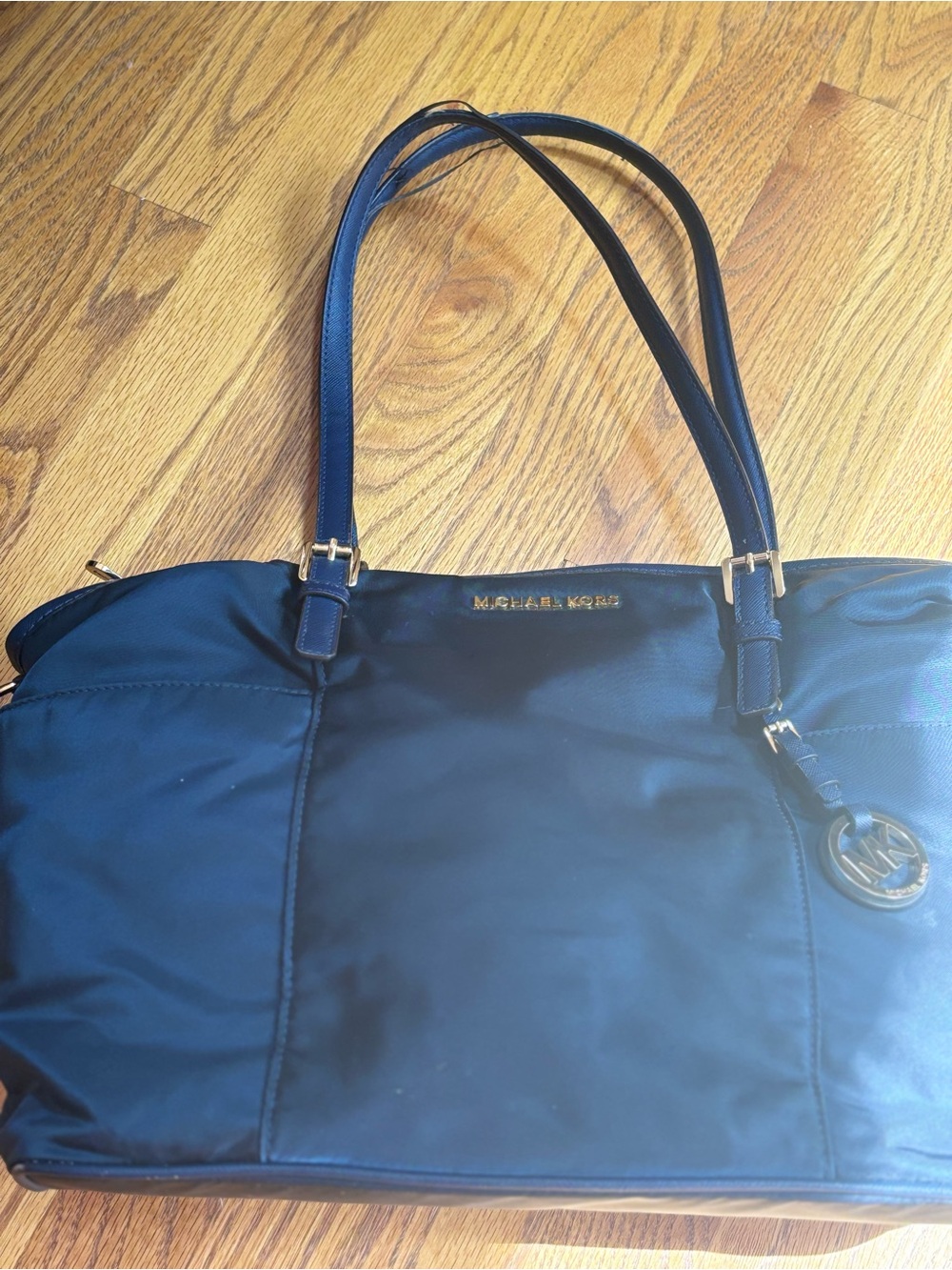 Michael Kors Navy Leather Diaper Baby Bag Tote Crossbody Purse